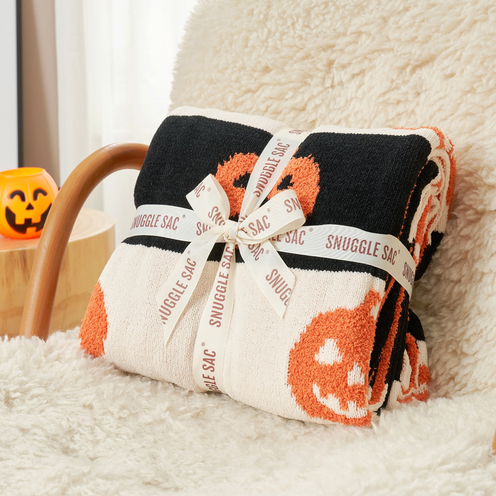 Reversible Pumpkin Bat Throw Blanket