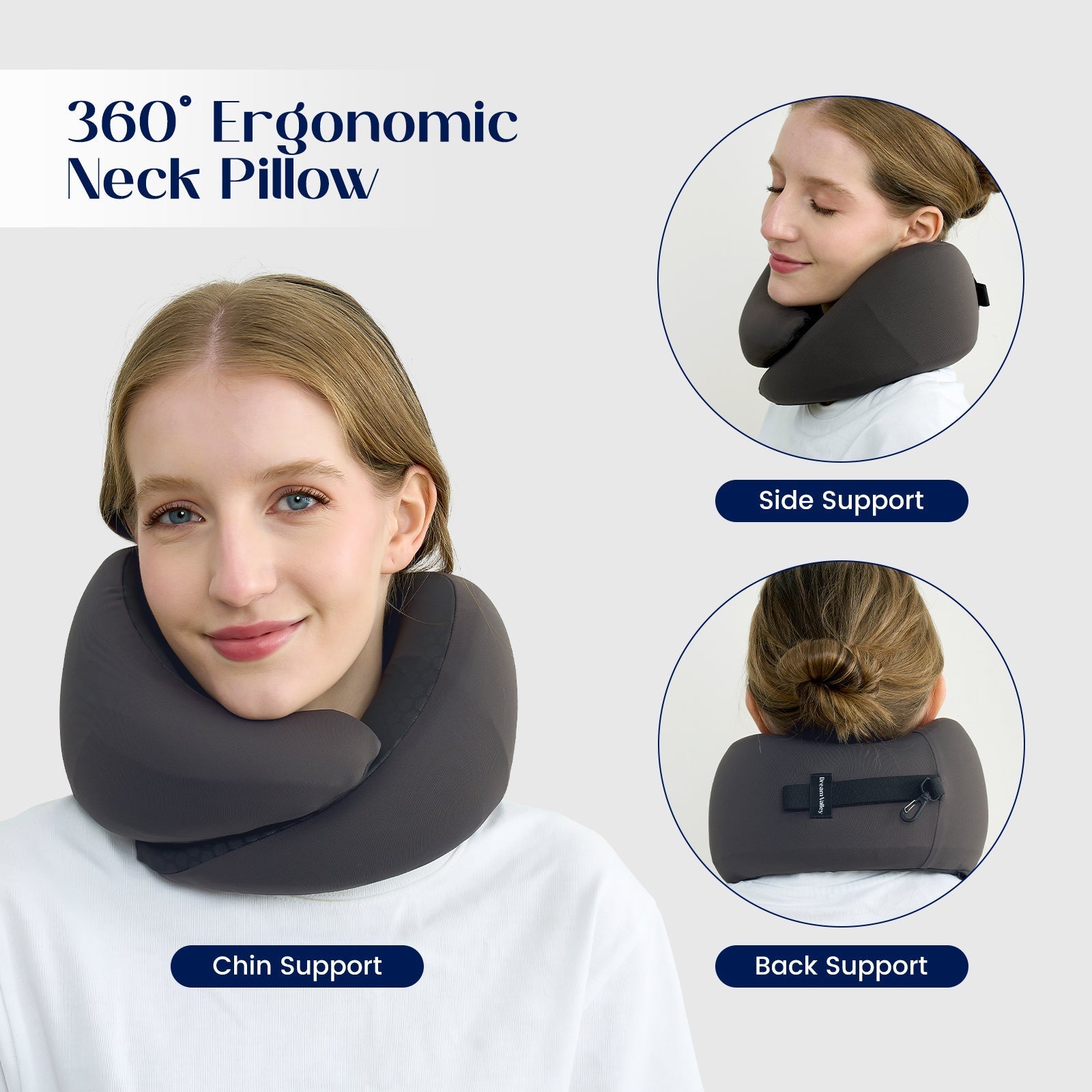 360° ergonomic support cooling neck pillow for better rest.#color_Charcoal  Grey
