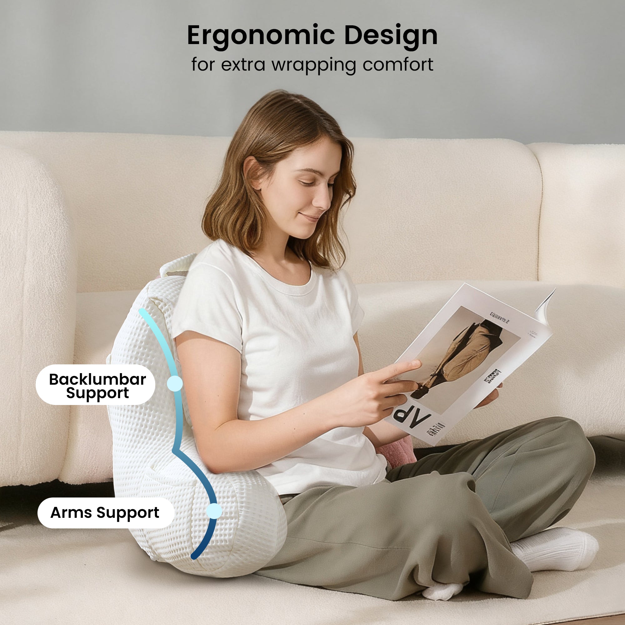 Cooling Backrest Reading Pillow with Arm Support | Snuggle Sac