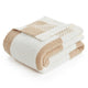 Folded Snuggle Sac Checkered Feather Yarn Knit Throw Blanket#Color_Beige