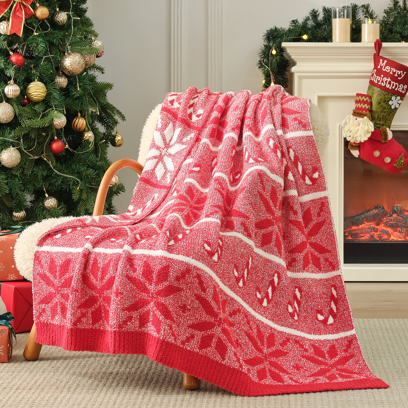 Reversible Christmas Snowflake Throw Blanket