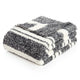 Folded Striped Feather Yarn Knit Throw Blanket#Color_Black