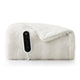 Snuggle Sac bubble faux fur electric blanket in Cream White folded with controller front view #color_Cream White