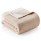 Folded Snuggle Sac Heather Feather Yarn Cream/Beige Knit Throw Blanket front view#color_Cream/Beige