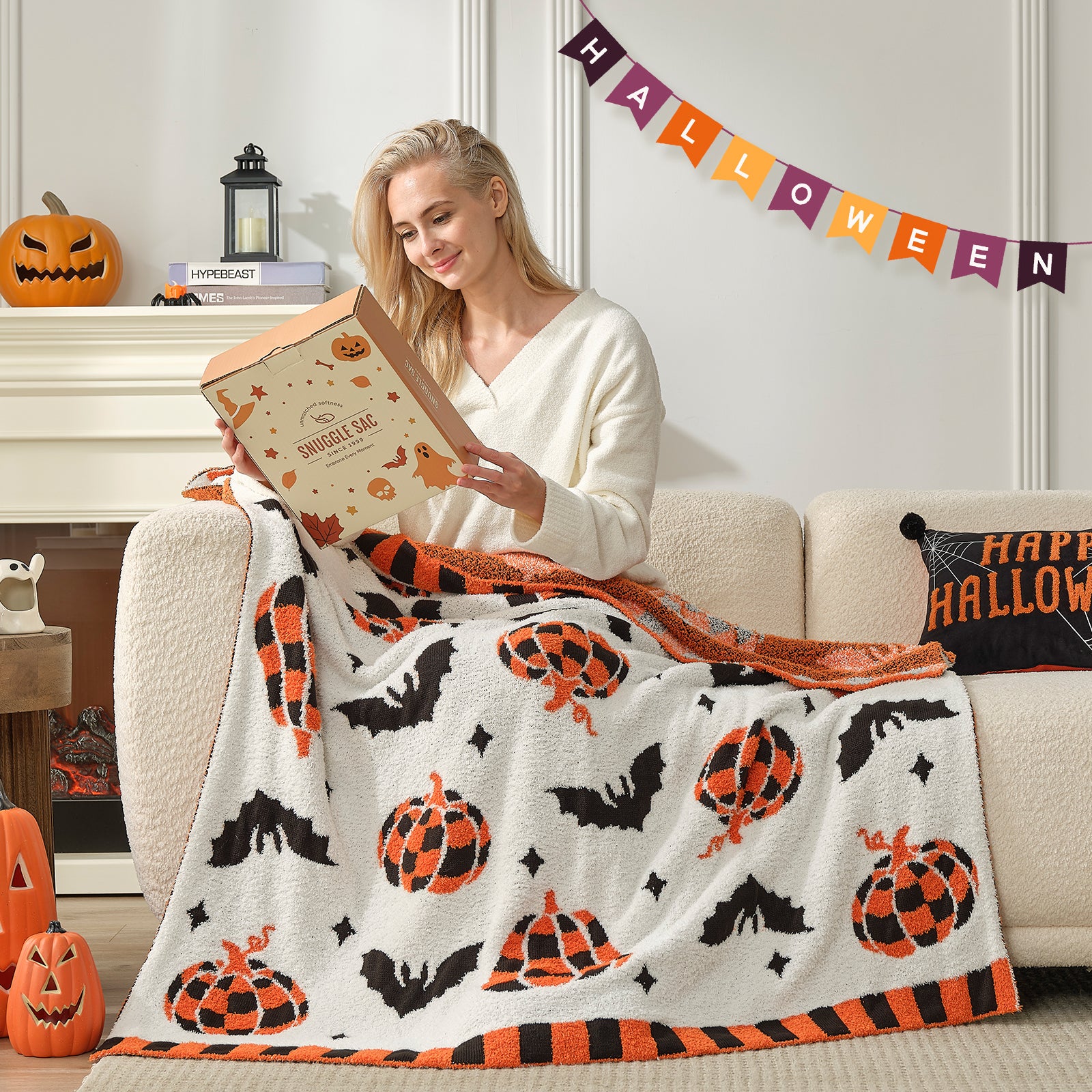 White Pumpkin Throw Blanket