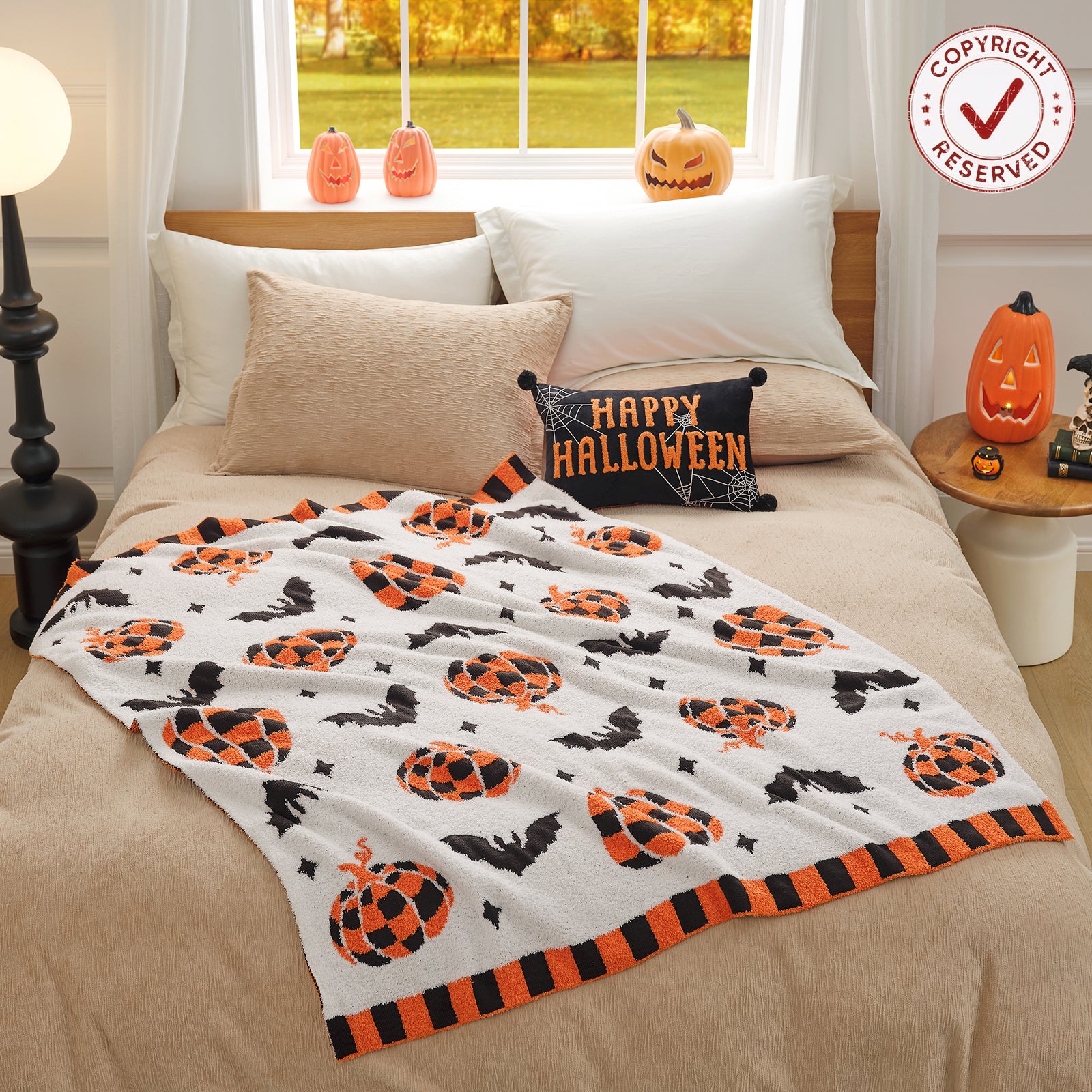 White Pumpkin Throw Blanket