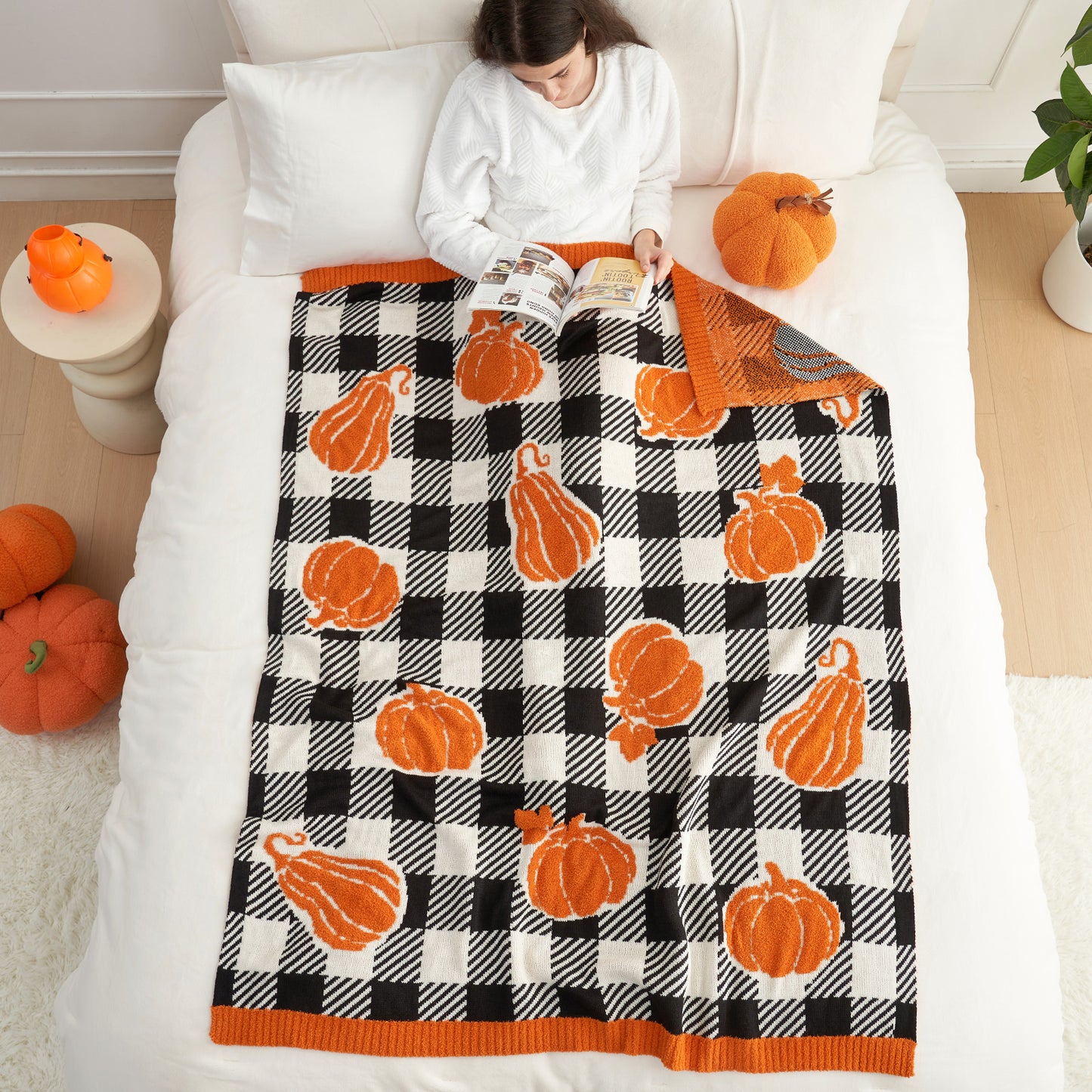 Halloween Checkered Bat Blanket-Throw 50"x60"