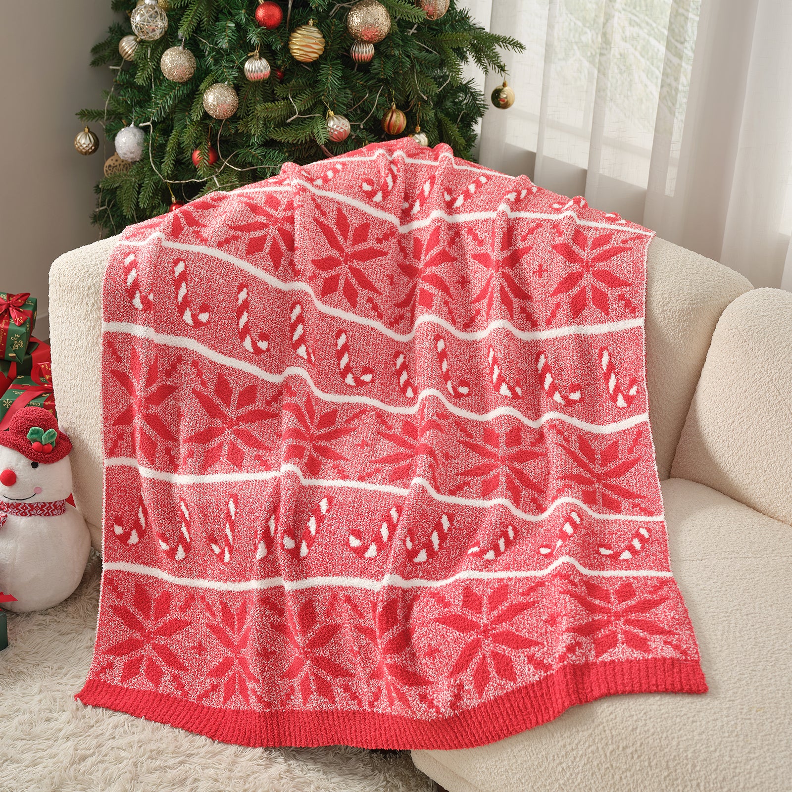 Reversible Christmas Snowflake Throw Blanket