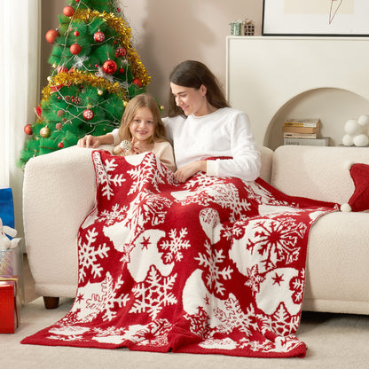 Christmas Red Snowflake Blanket-Throw 50"x 60"