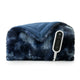 Snuggle Sac bubble faux fur electric blanket in Tie-dye Blue folded with controller front view #color_Tie-dye Blue