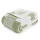 Folded Snuggle Sac Checkered Feather Yarn Knit Throw Blanket#Color_Sage Green