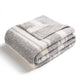 Folded Striped Feather Yarn Knit Throw Blanket#Color_Grey