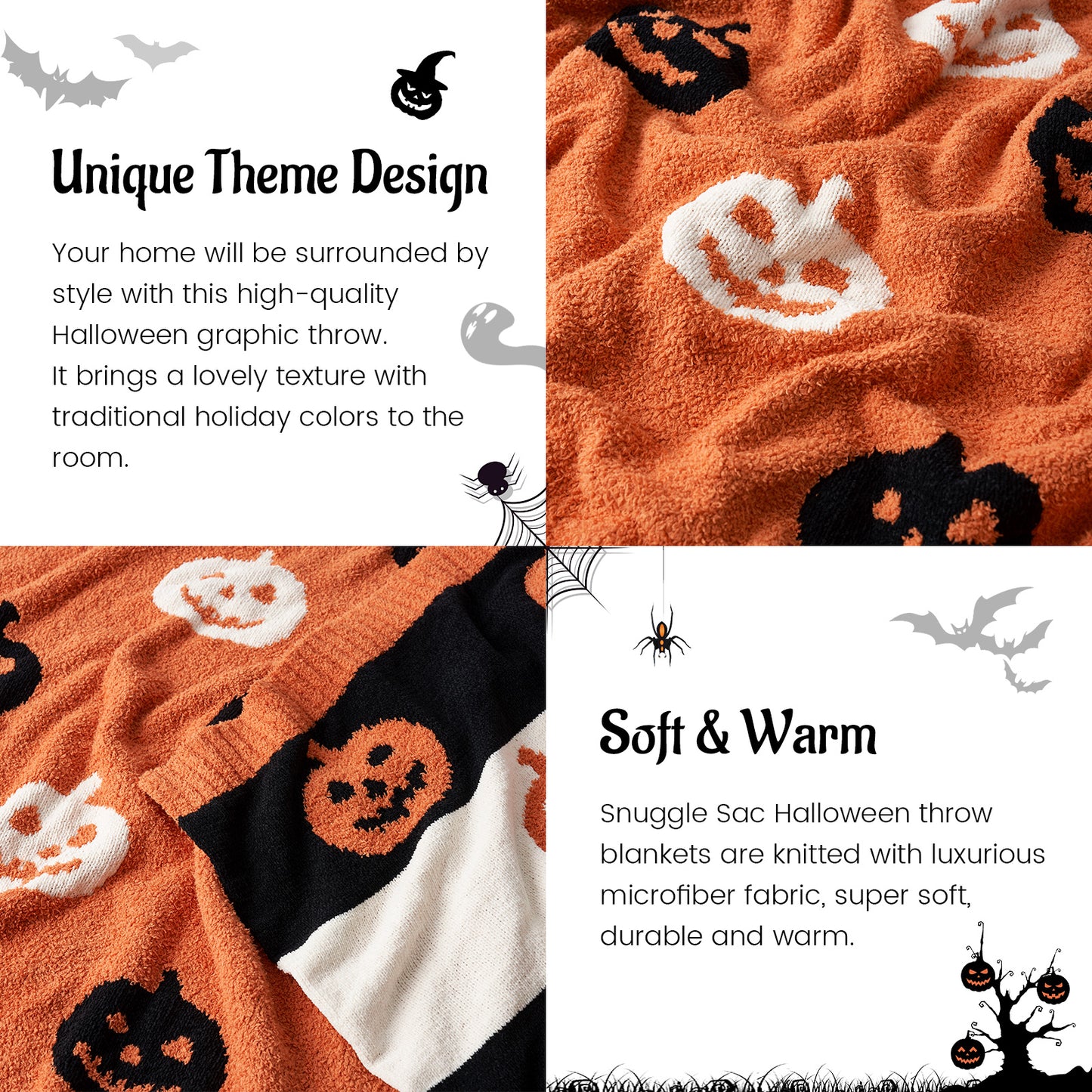 Halloween Checkered Bat Blanket-Throw 50"x60"