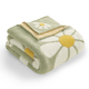 Folded Spring Floral Feather Yarn Knit Throw Blanket with white background#Color_Sage Green
