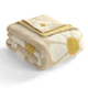 Folded Spring Floral Feather Yarn Knit Throw Blanket with white background#Color_Beige