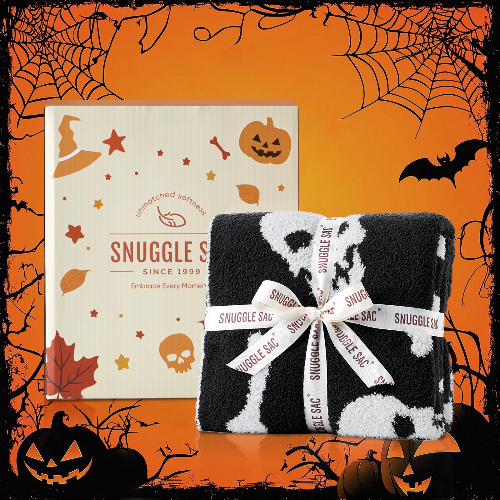 Halloween Skull Bones Throw Blanket