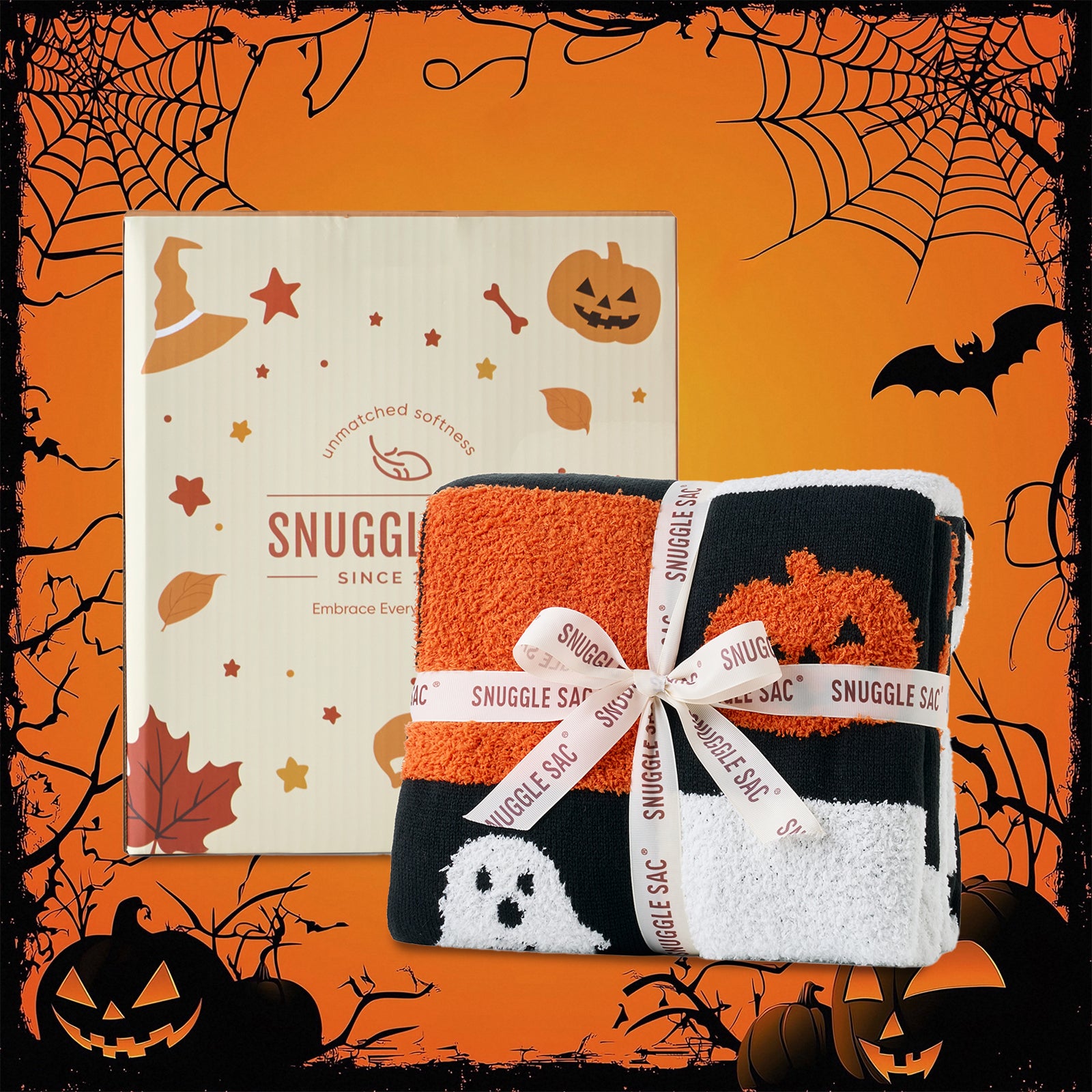 Halloween Ghost Skull Pumpkin Throw Blanket