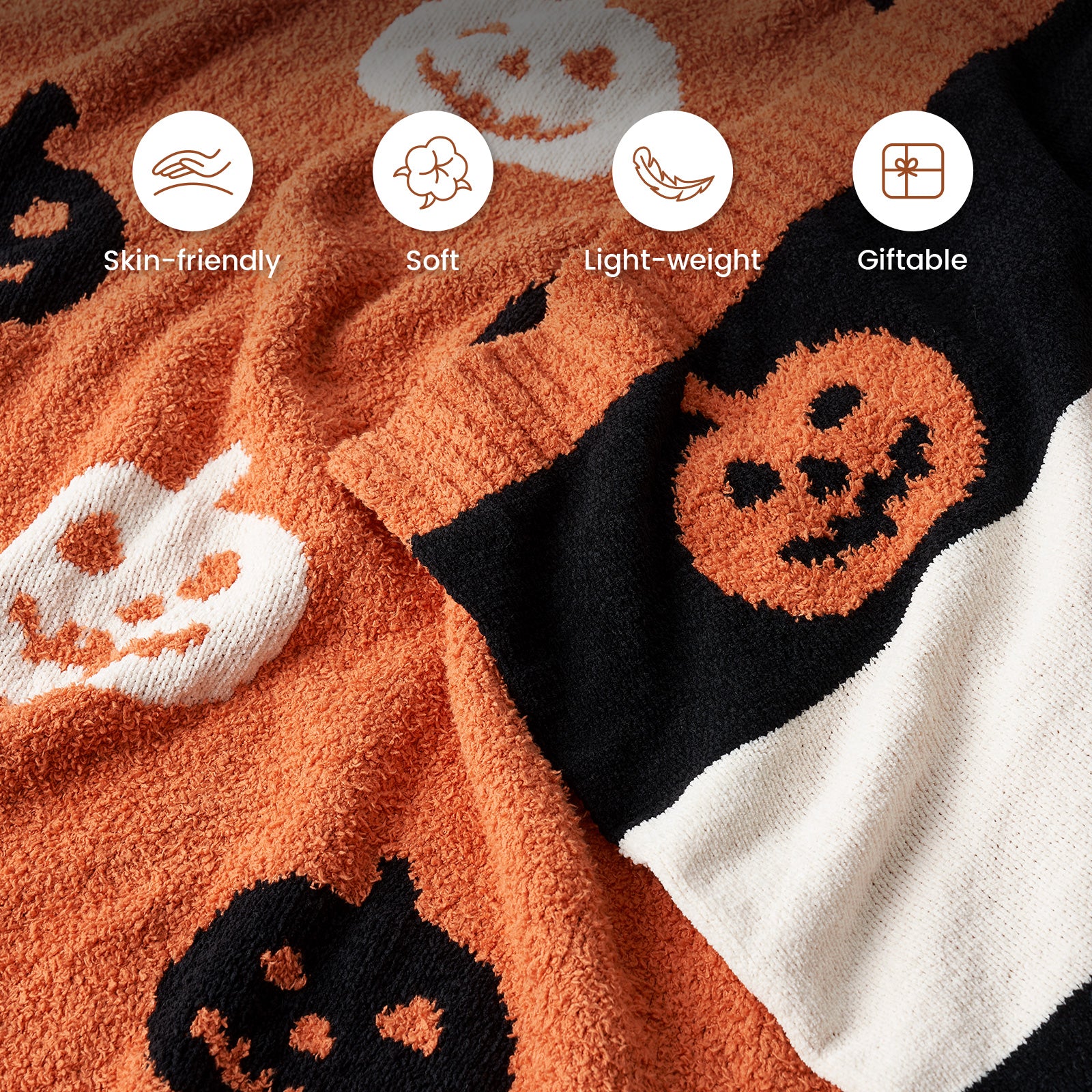 Reversible Pumpkin Bat Throw Blanket
