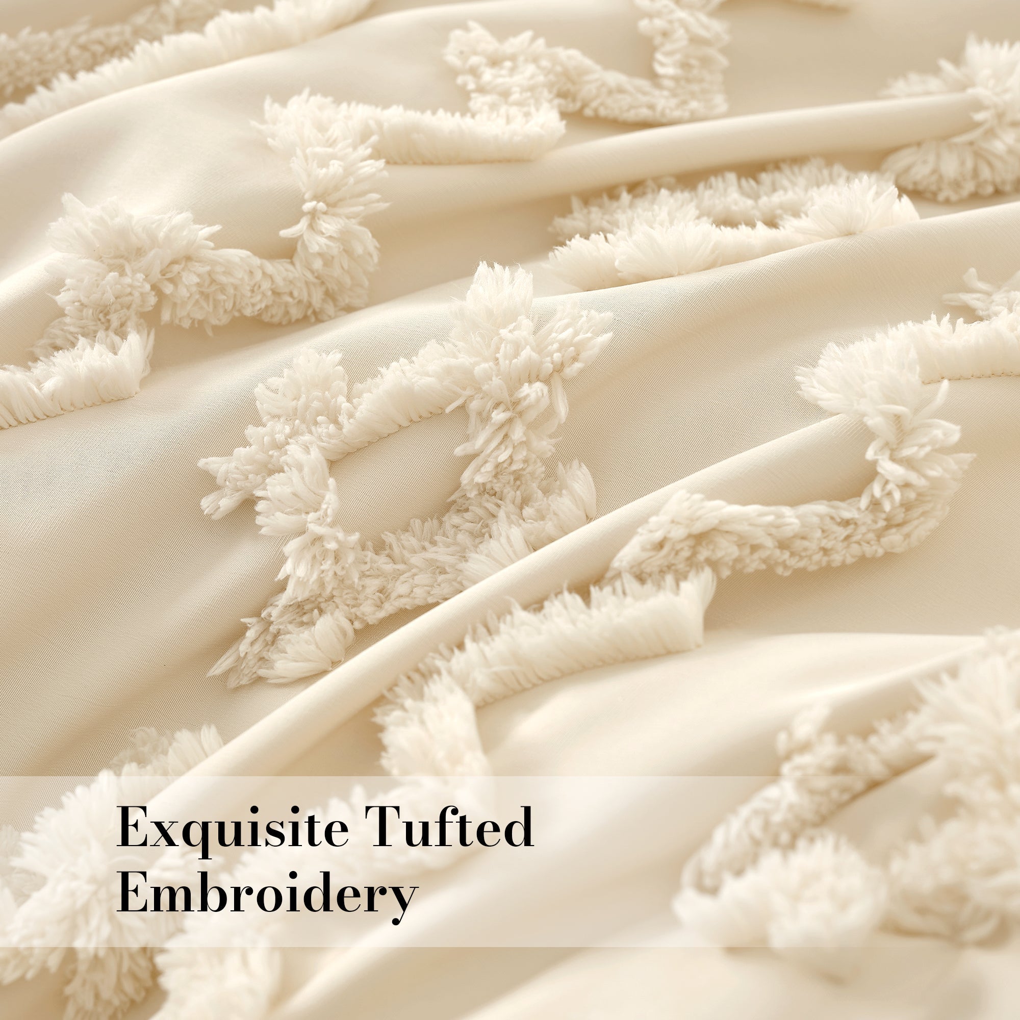 Snuggle Sac All-Season Boho Deluxe Embroidery Comforter Set showing embroidery#color_Beige