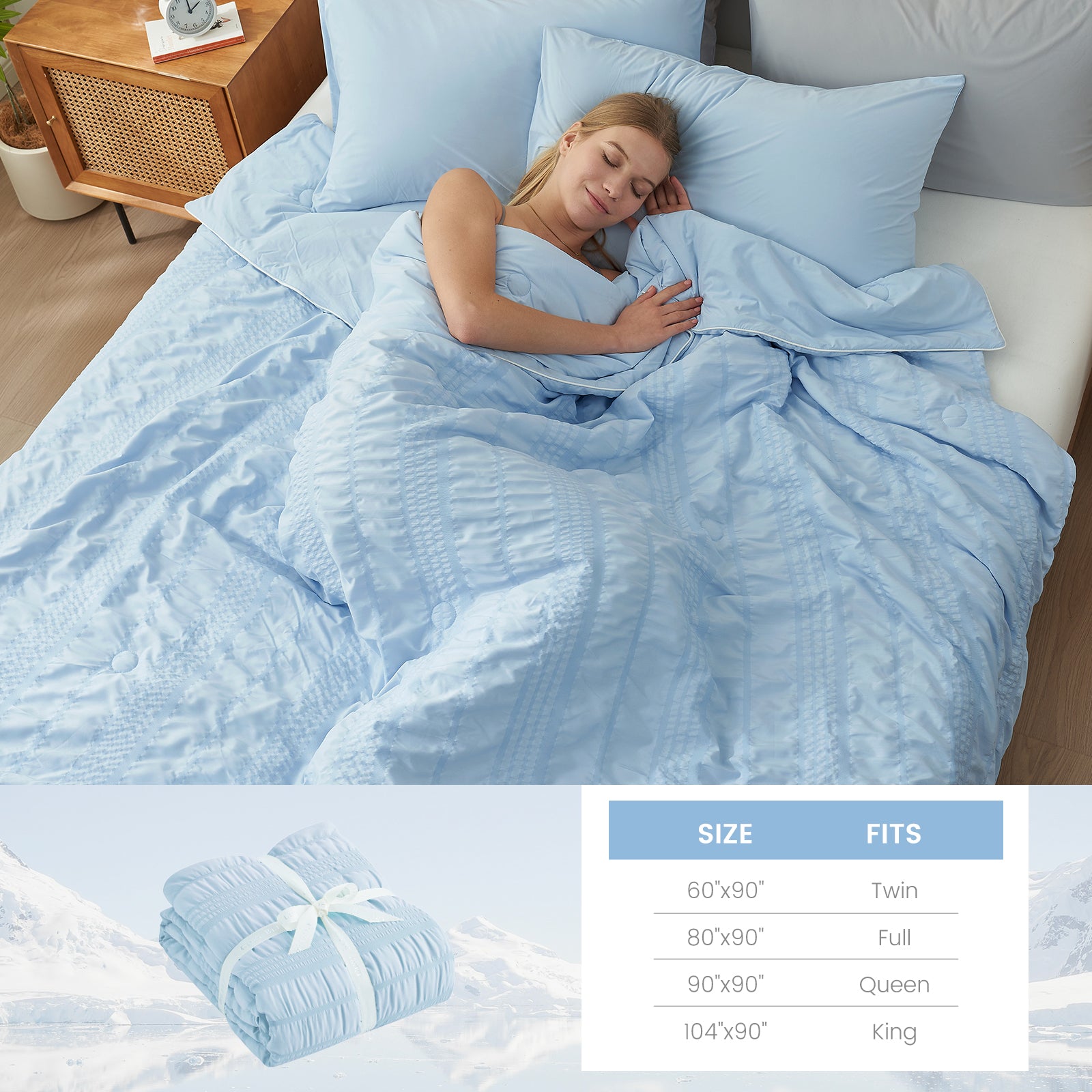 Best Cooling Comforter Breathable Seersucker Design | Snuggle Sac