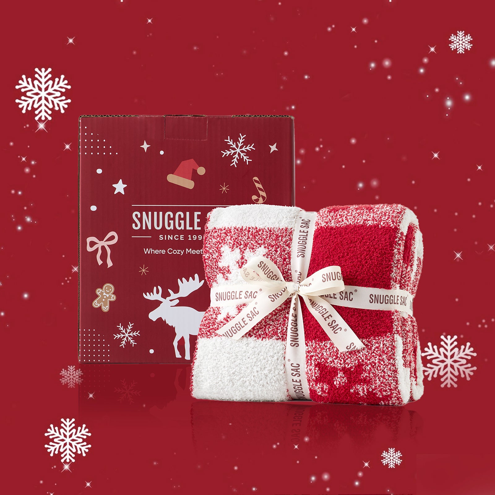 Snowflake Checkered Christmas Throw Blanket