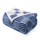 Folded Snuggle Sacs Reversible Heather Checkered Feather Yarn Knit Throw Blanket#Color_Heather Navy
