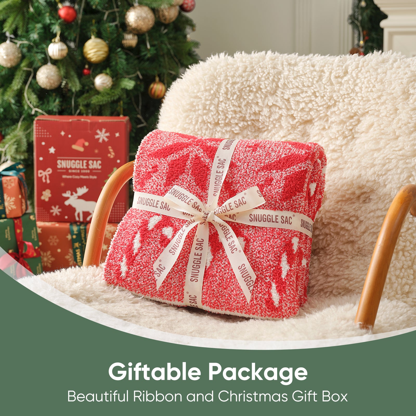 Reversible Christmas Snowflake Throw Blanket