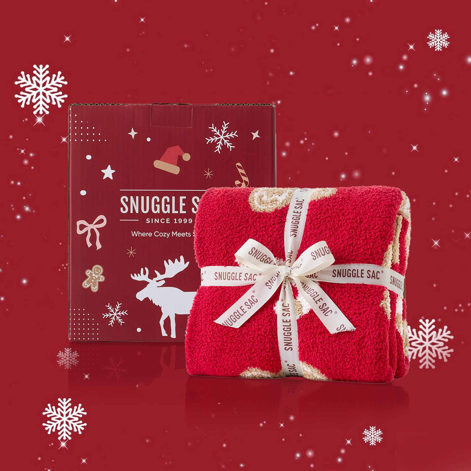 Gingerbread Man Red Candy Cane Throw Blanket