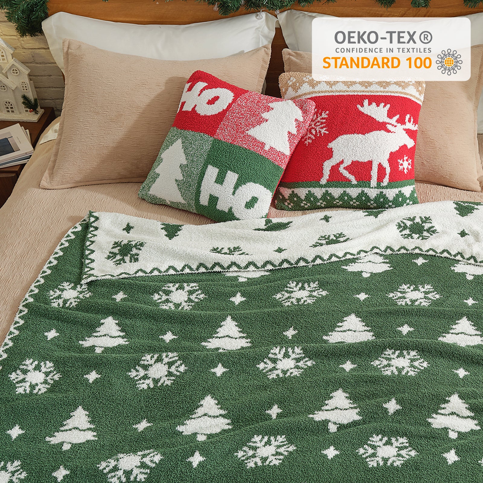 Reversible Fairy Isle Christmas Tree Throw Blanket
