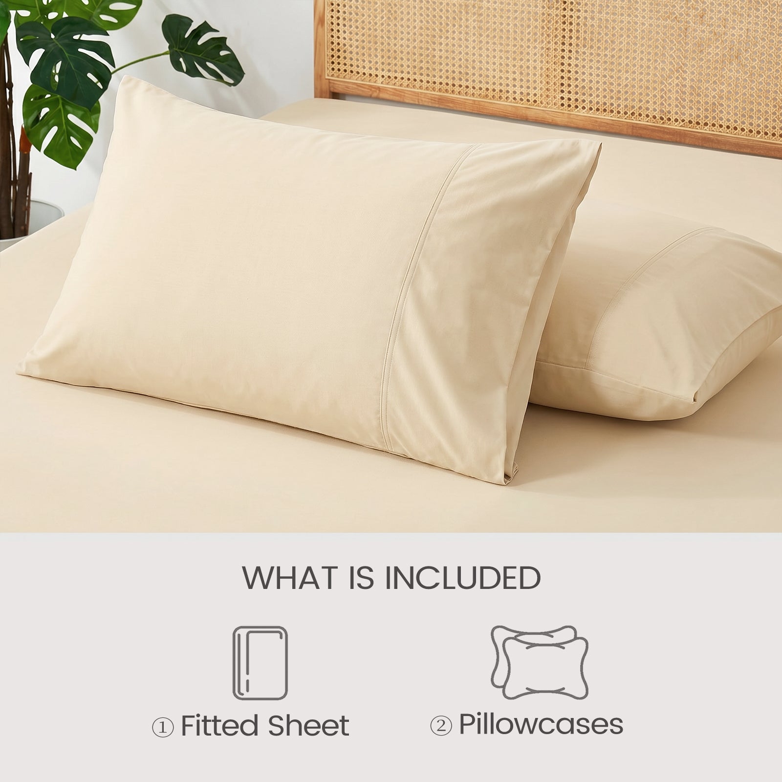 Khaki fitted sheet and pillowcases included in Snuggle Sac sheet set.#color_Khaki
