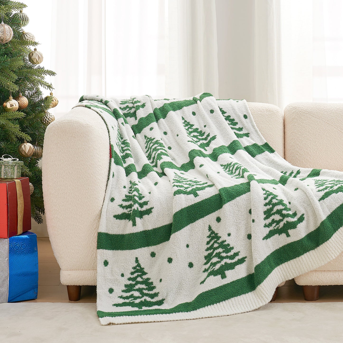 Christmas Red Candy Cane Blanket-Throw 50"x 60"