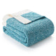 Folded Snuggle Sac Heather Feather Yarn Heather Teal Knit Throw Blanket front view  #color_Heather Teal