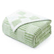Folded Snuggle Sacs Reversible Heather Checkered Feather Yarn Knit Throw Blanket#Color_Heather Sage Green