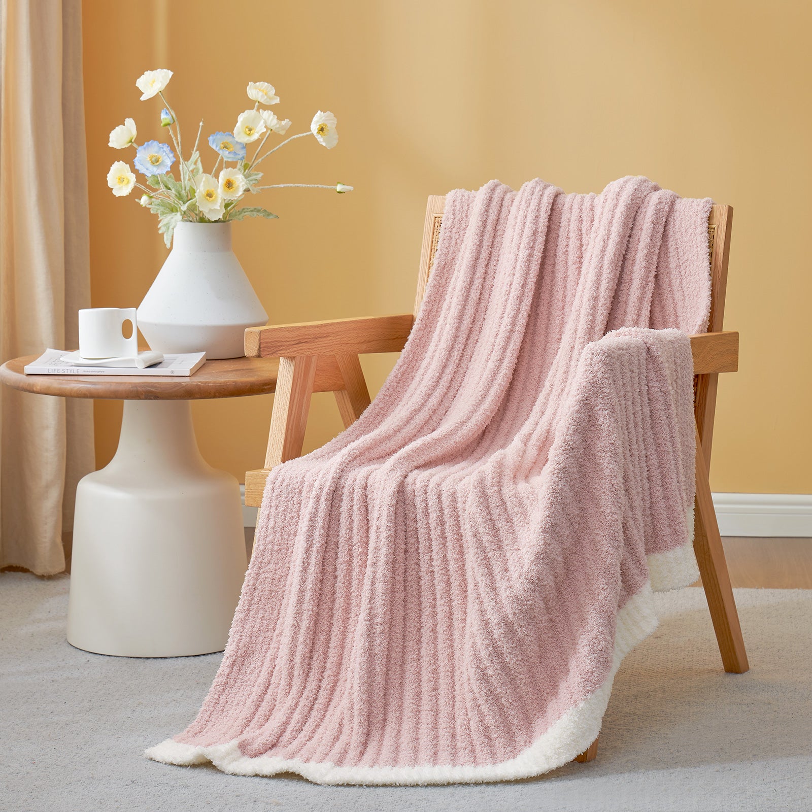 Ribbed Soft Throw Blanket