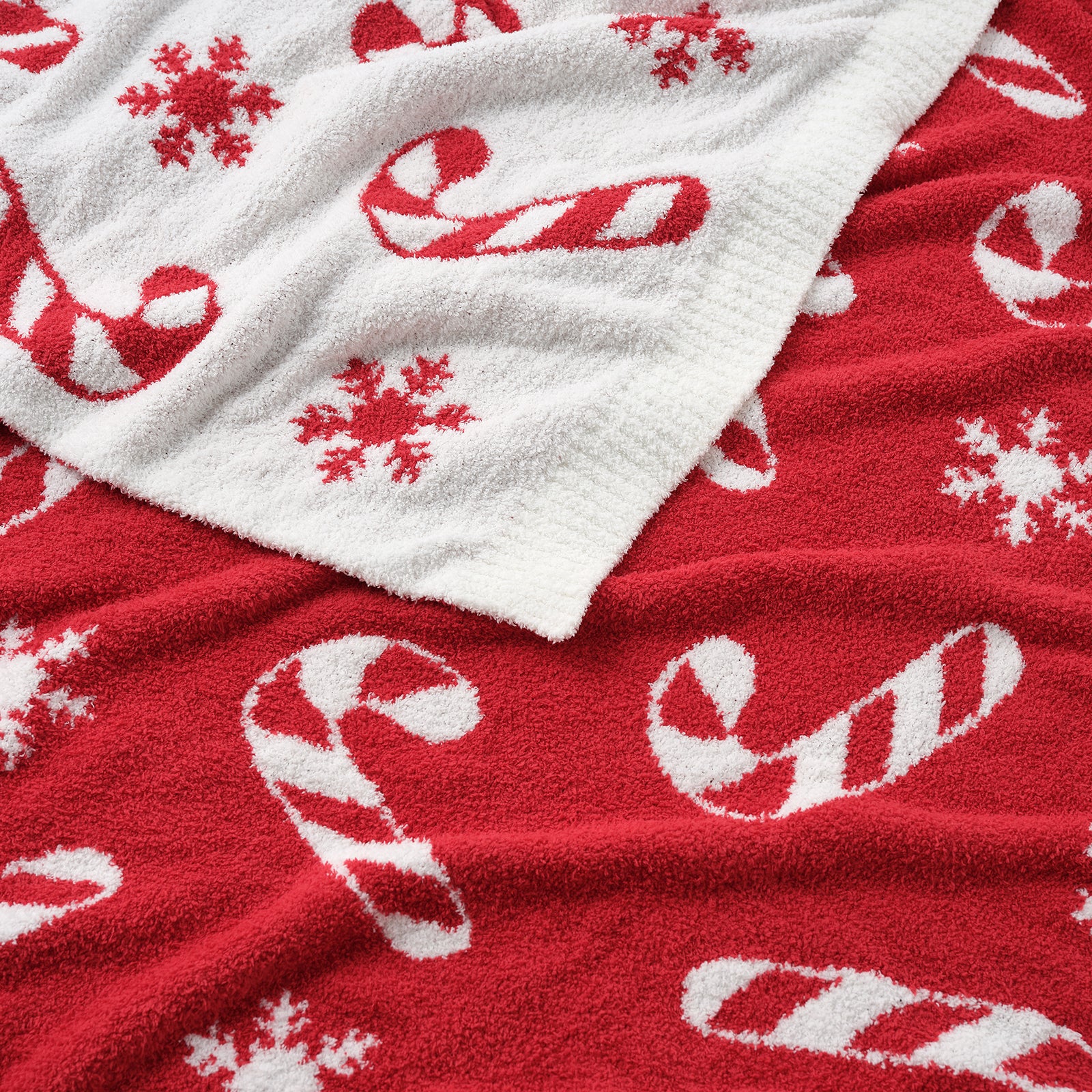 Reversible Fairy Isle Sugarcane Christmas Throw Blanket