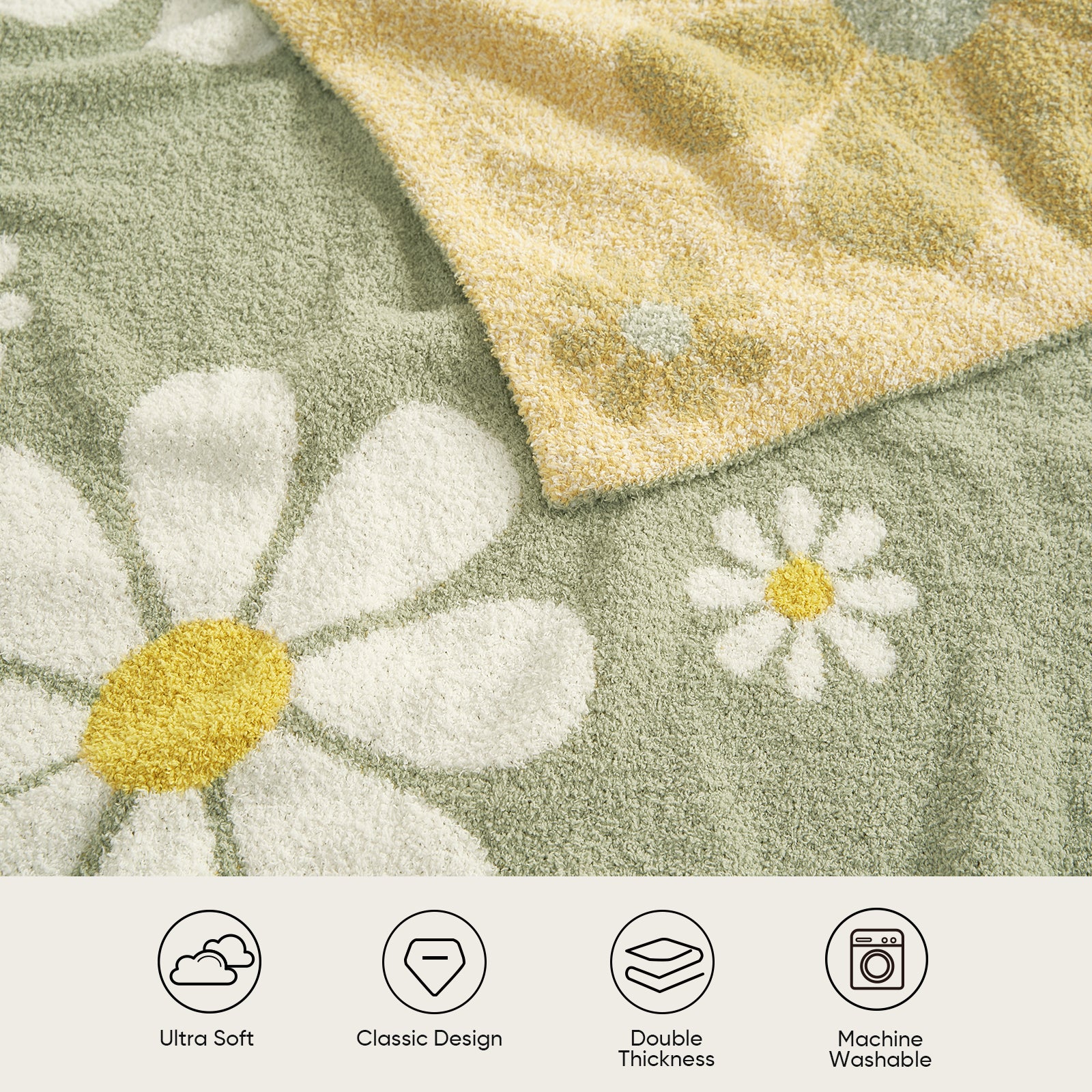 SnugCozy Spring Floral Feather Yarn Knit Throw Blanket