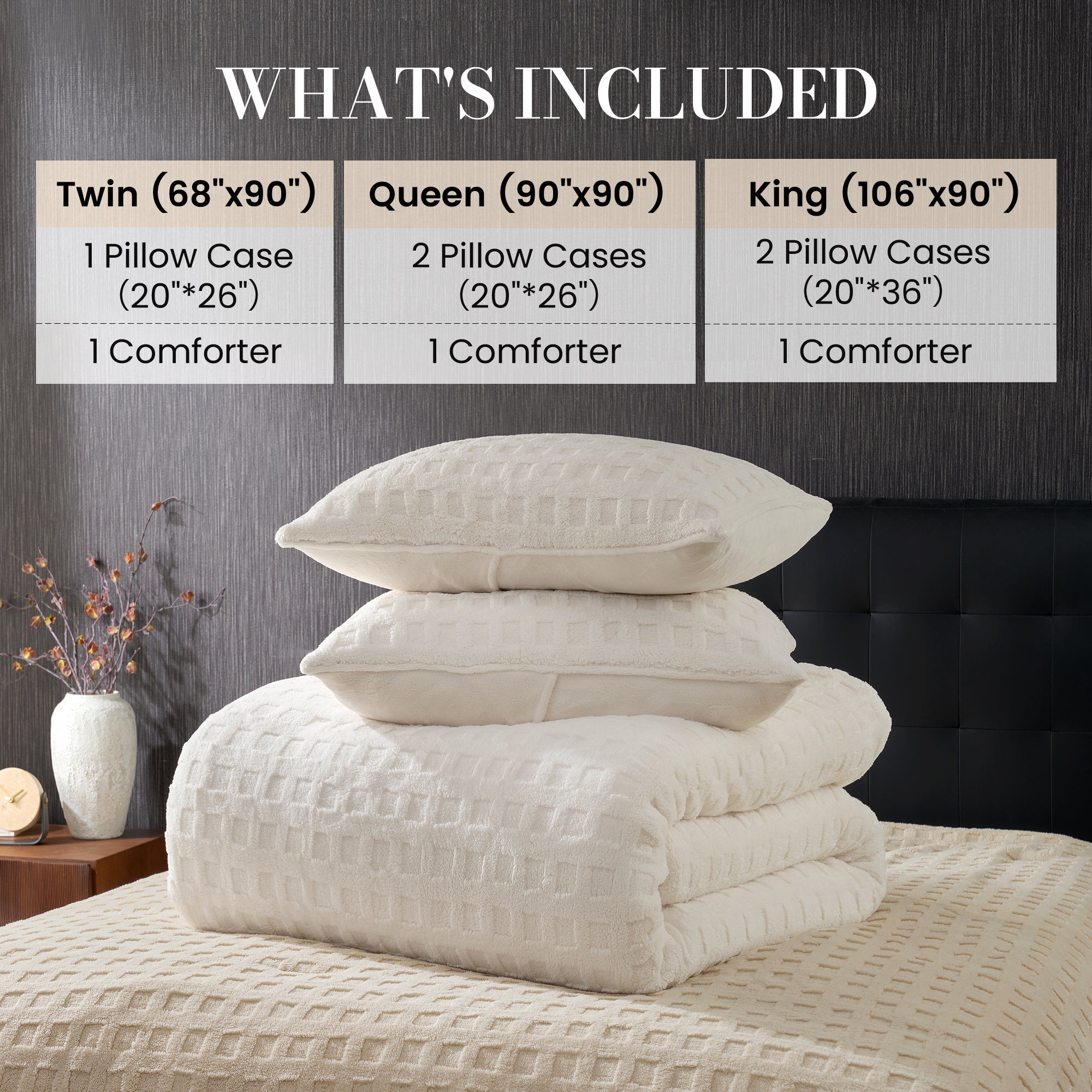 Snuggle Sac Winter Jacquard Cuddle Soft Waffle Comforter Set in different sizes#color_Beige