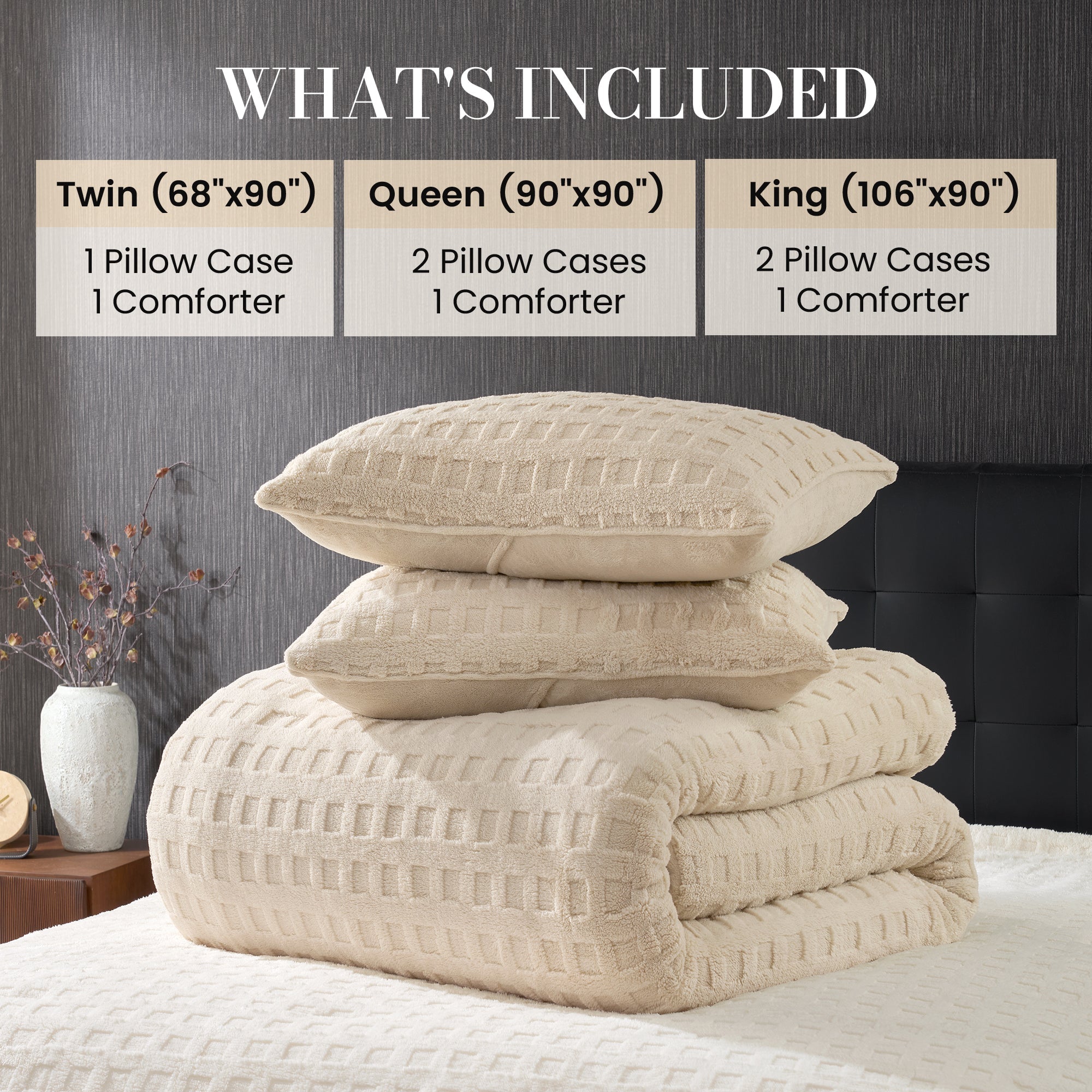 Snuggle Sac Winter Jacquard Cuddle Soft Waffle Comforter Set in different sizes#color_Khaki