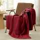 Snuggle Sac chevron chenille knit throw blanket in Red casually draped over a chair in a cozy setting #color_Red
