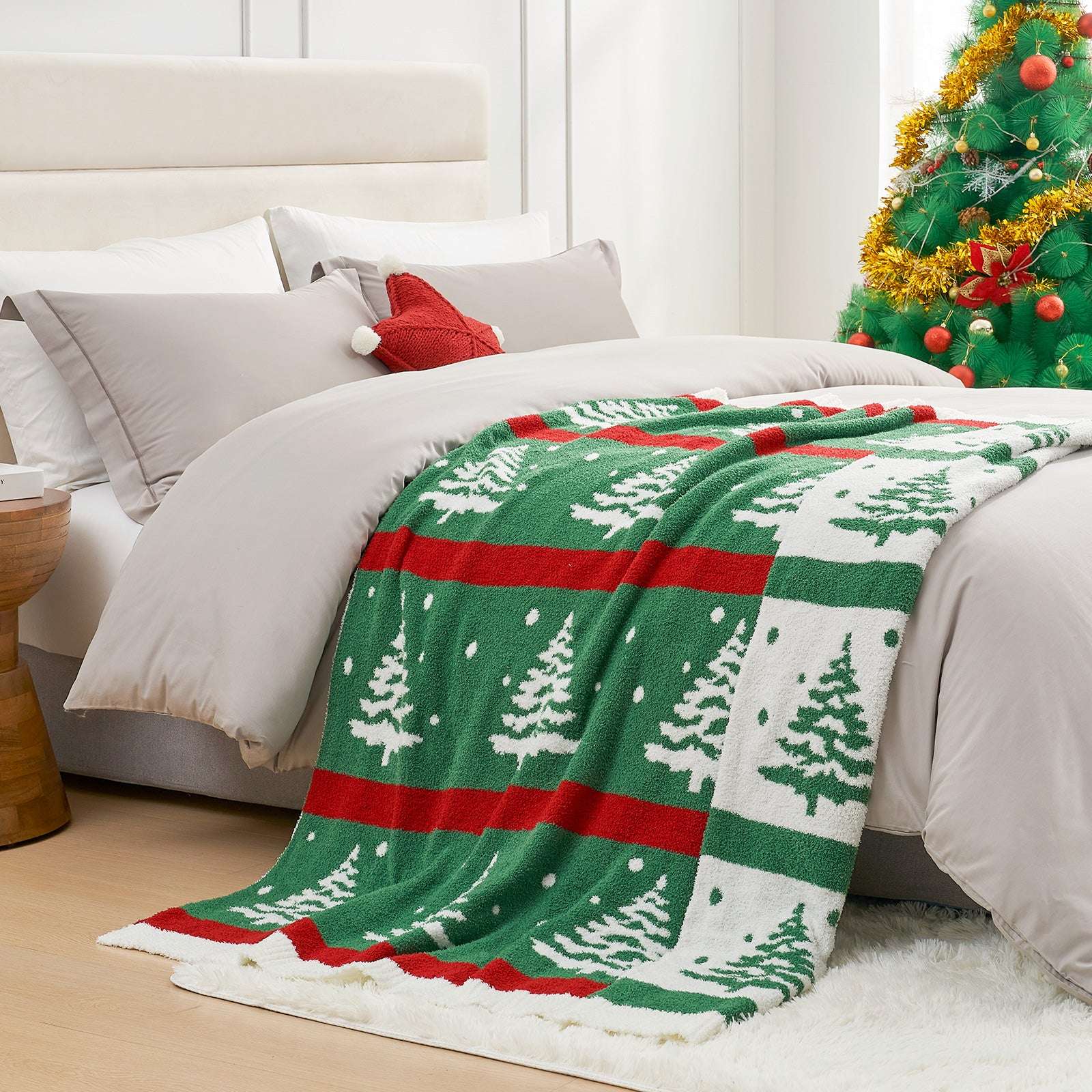 Green Christmas Tree Blanket-Throw 50x60