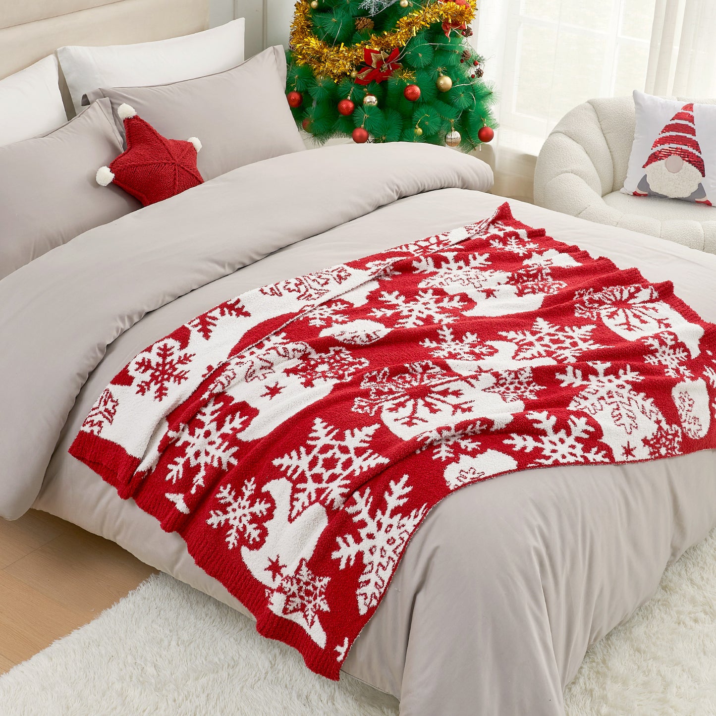 Christmas Red Candy Cane Blanket-Throw 50"x 60"