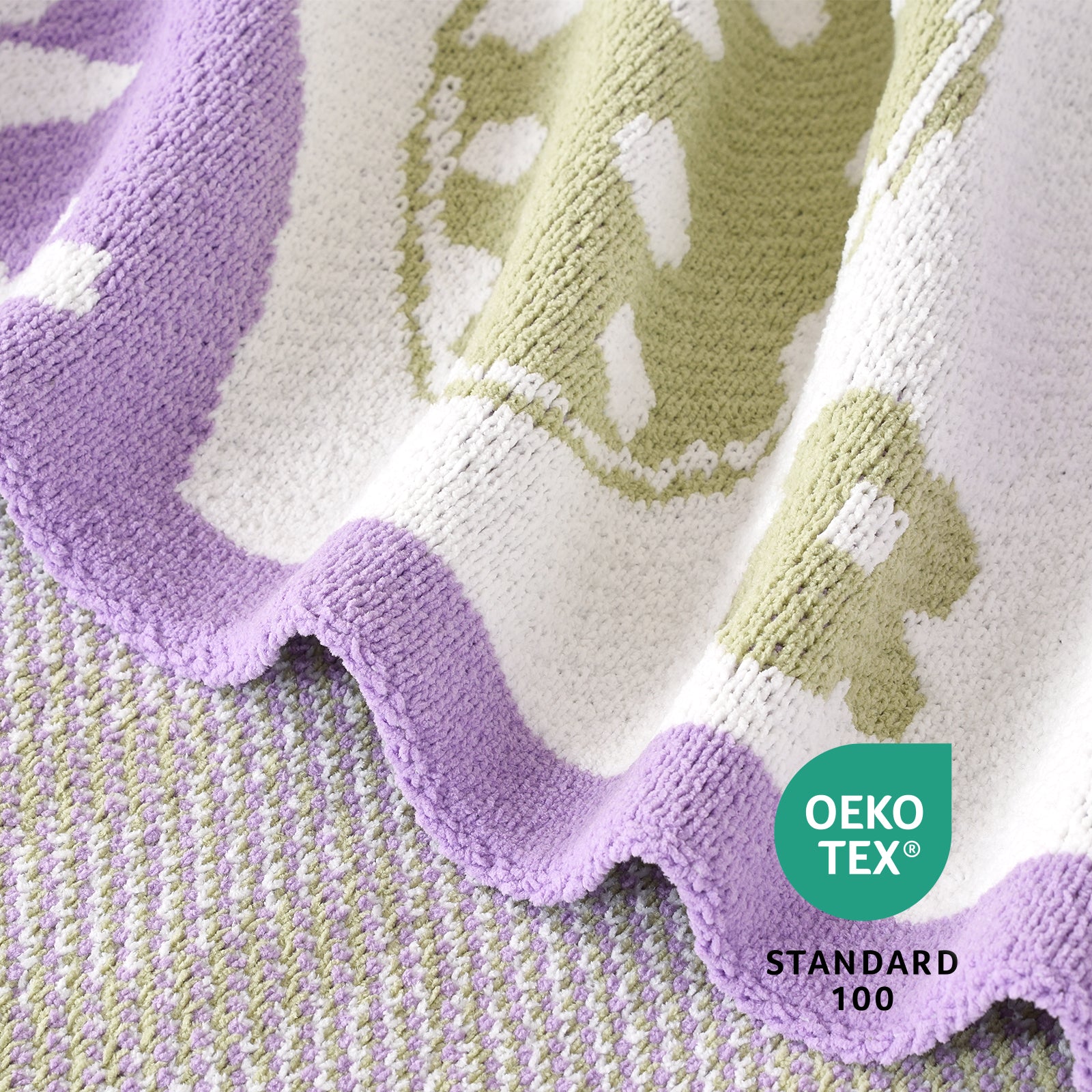 SnugCozy Easter Bunny and Eggs Chenille Knit Throw Blanket