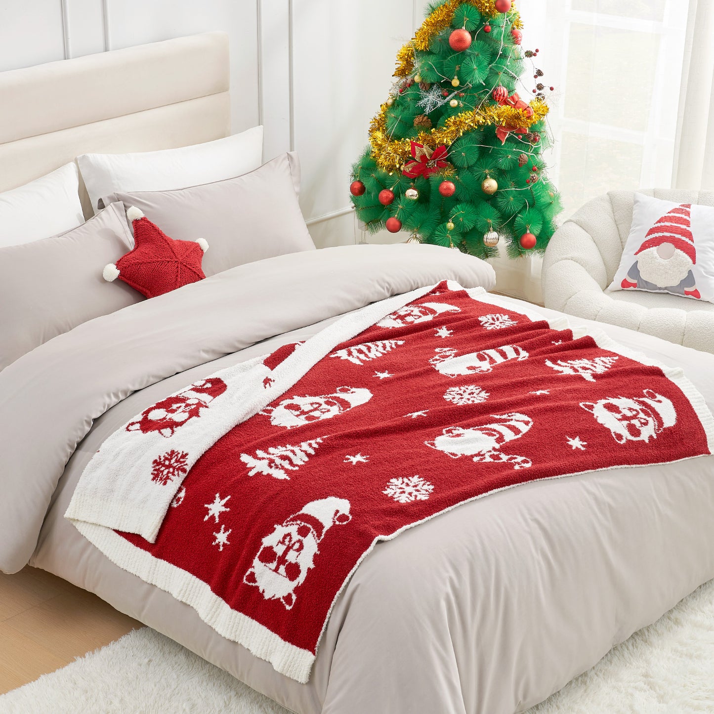 Christmas Red Gnome Blanket-Throw 50"x 60"