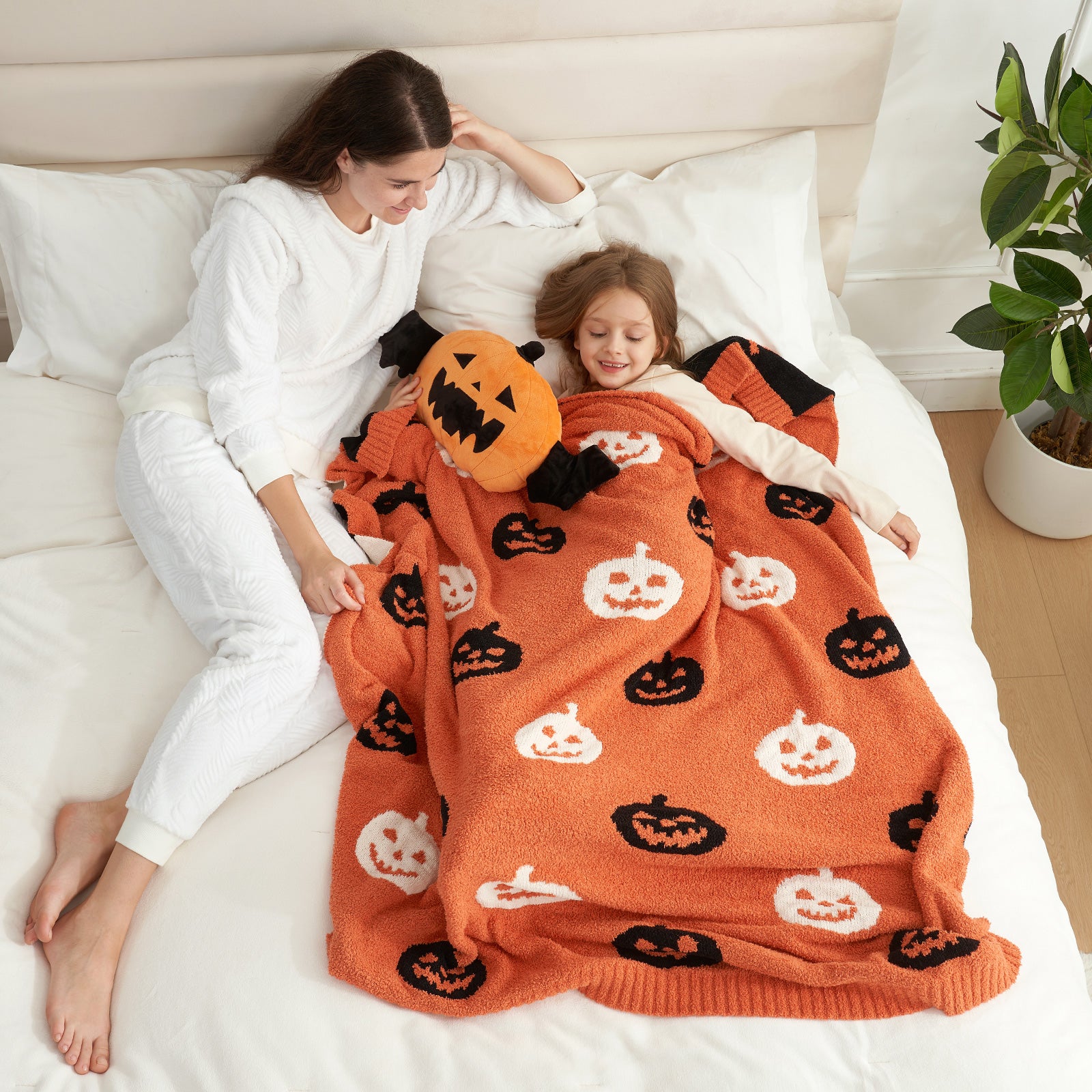Reversible Pumpkin Bat Throw Blanket