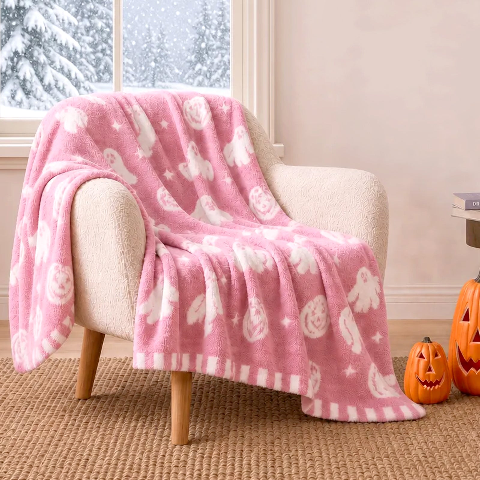 MochiSoft™ Halloween Throw Blanket with Ghost