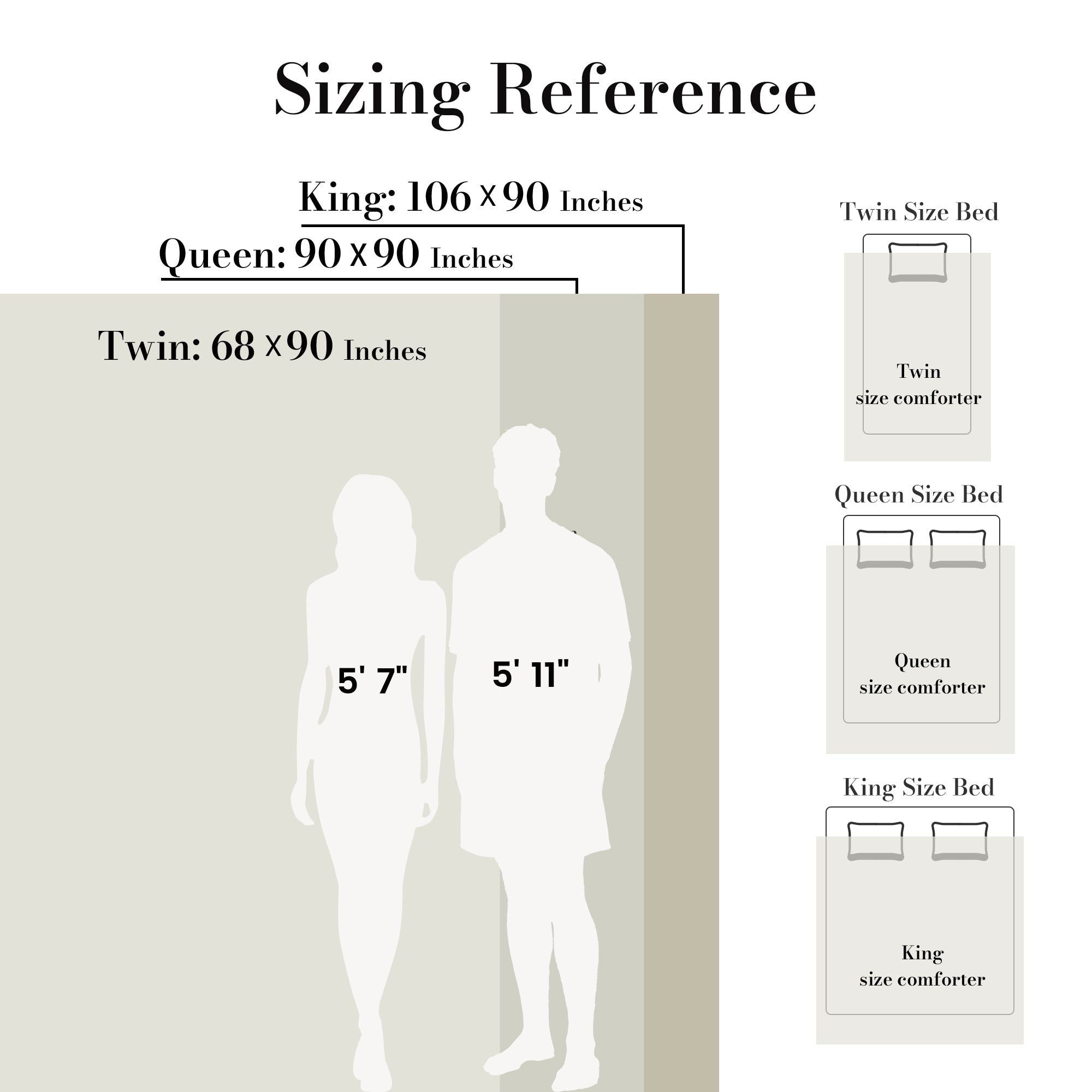 Two people standing next to each other with images showing the sizing differences#color_Ivory
