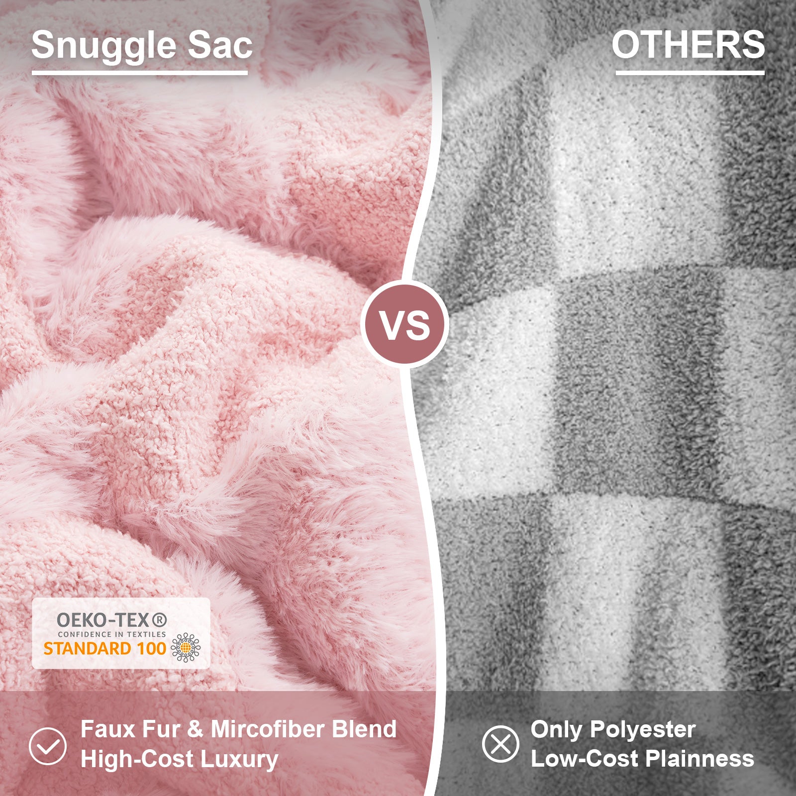 Checkered Faux Fur Microfiber Blanket