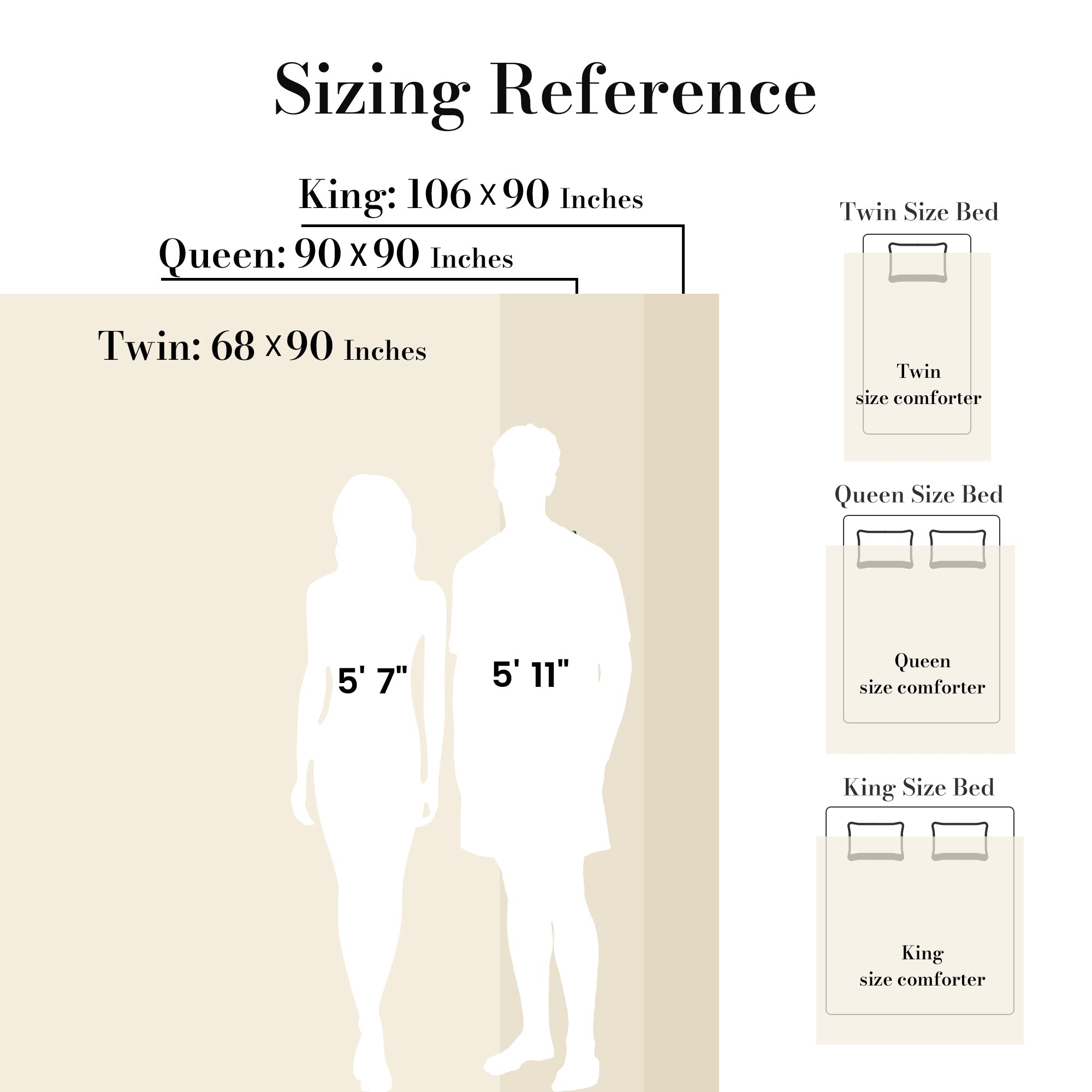 Two people standing next to each other showing the differences in sizes#color_Beige
