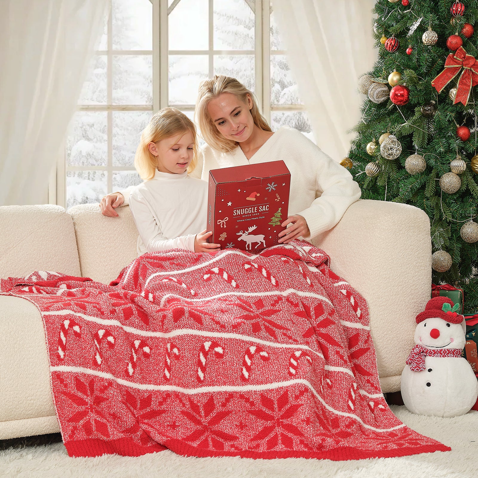 Reversible Christmas Snowflake Throw Blanket