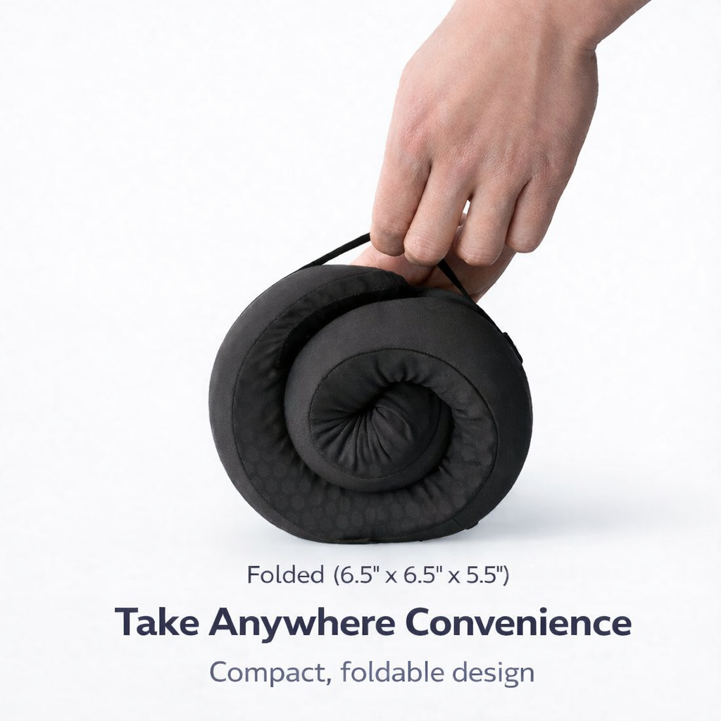 Roll-Up portable cooling travel pillow for anywhere.#color_Charcoal Grey
